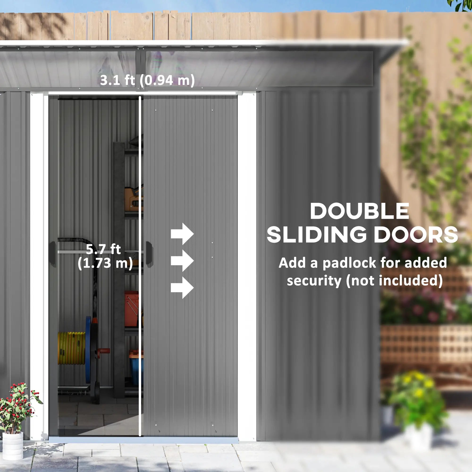 8.5' x 6' Metal Garden Shed, Utility Tool Storage, Grey Sheds at Gallery Canada