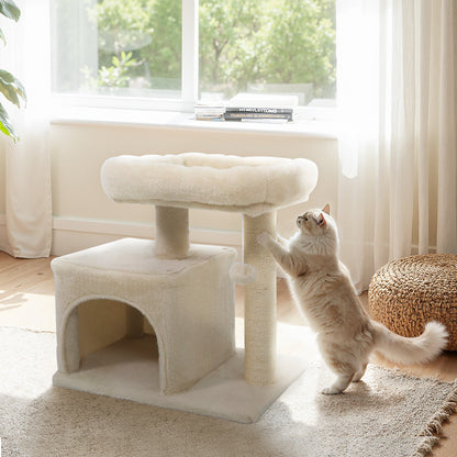 Small Cat Tree with Large Padded Plush Perch for Indoor Cats, Beige Cat Trees Condos & Scratchers at Gallery Canada