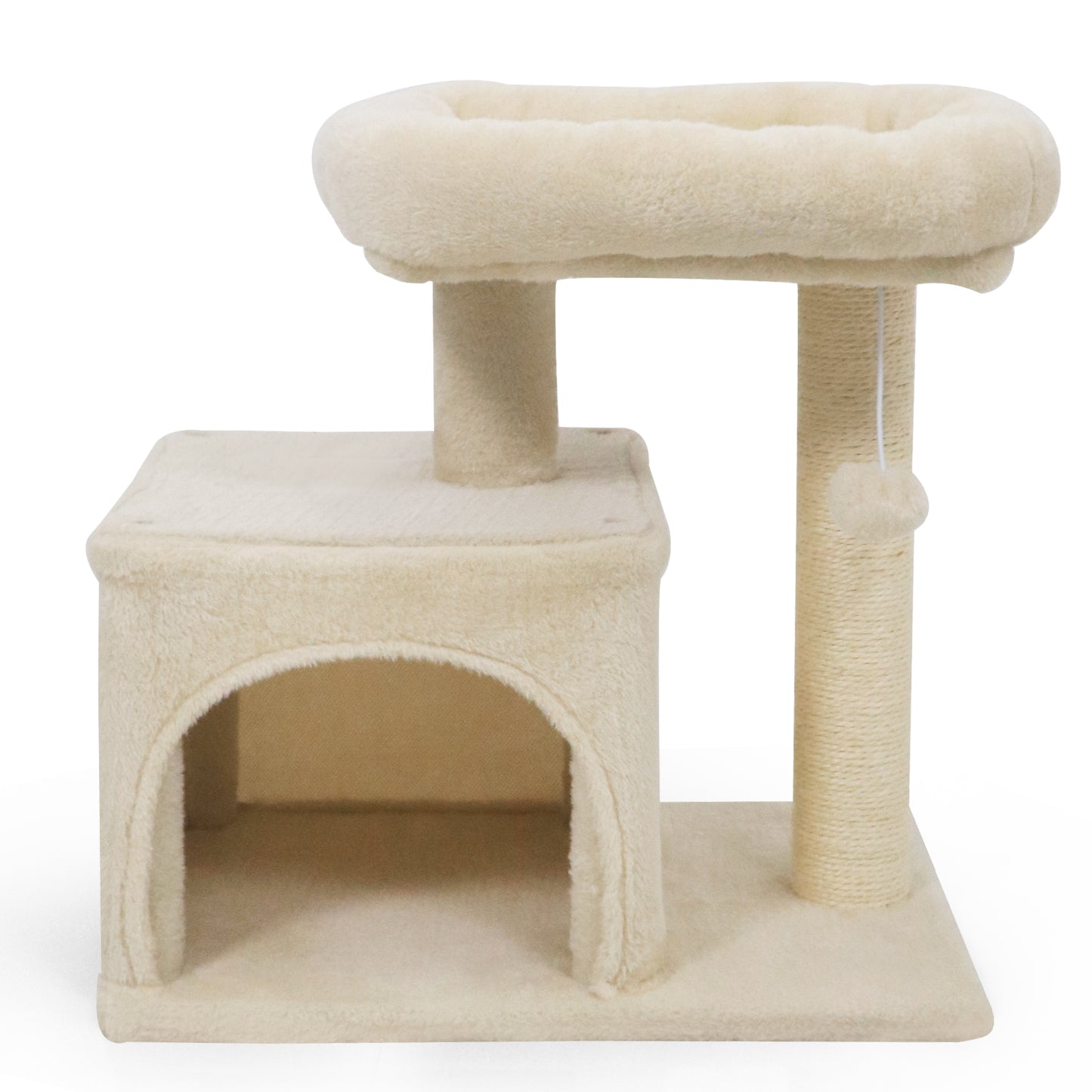 Small Cat Tree with Large Padded Plush Perch for Indoor Cats, Beige Cat Trees Condos & Scratchers at Gallery Canada