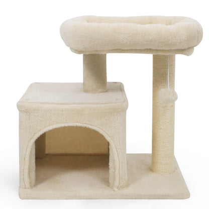 Small Cat Tree with Large Padded Plush Perch for Indoor Cats, Beige Cat Trees Condos & Scratchers at Gallery Canada