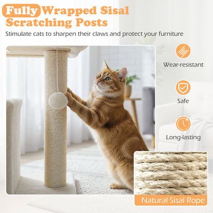 Small Cat Tree with Large Padded Plush Perch for Indoor Cats, Beige Cat Trees Condos & Scratchers at Gallery Canada