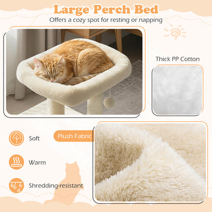 Small Cat Tree with Large Padded Plush Perch for Indoor Cats, Beige Cat Trees Condos & Scratchers at Gallery Canada