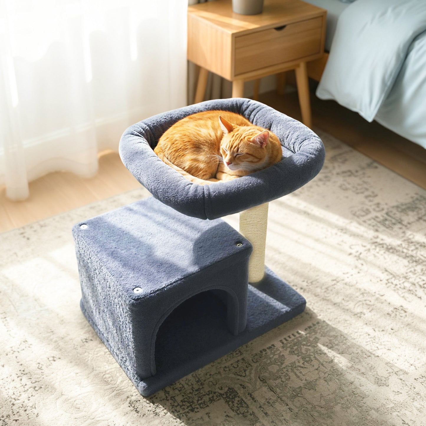 Small Cat Tree with Large Padded Plush Perch for Indoor Cats, Dark Gray Cat Trees Condos & Scratchers at Gallery Canada