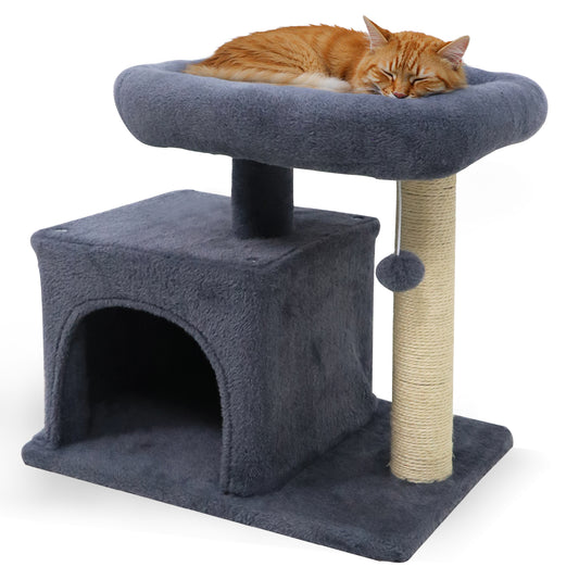 Small Cat Tree with Large Padded Plush Perch for Indoor Cats, Dark Gray Cat Trees Condos & Scratchers Dark Gray at Gallery Canada