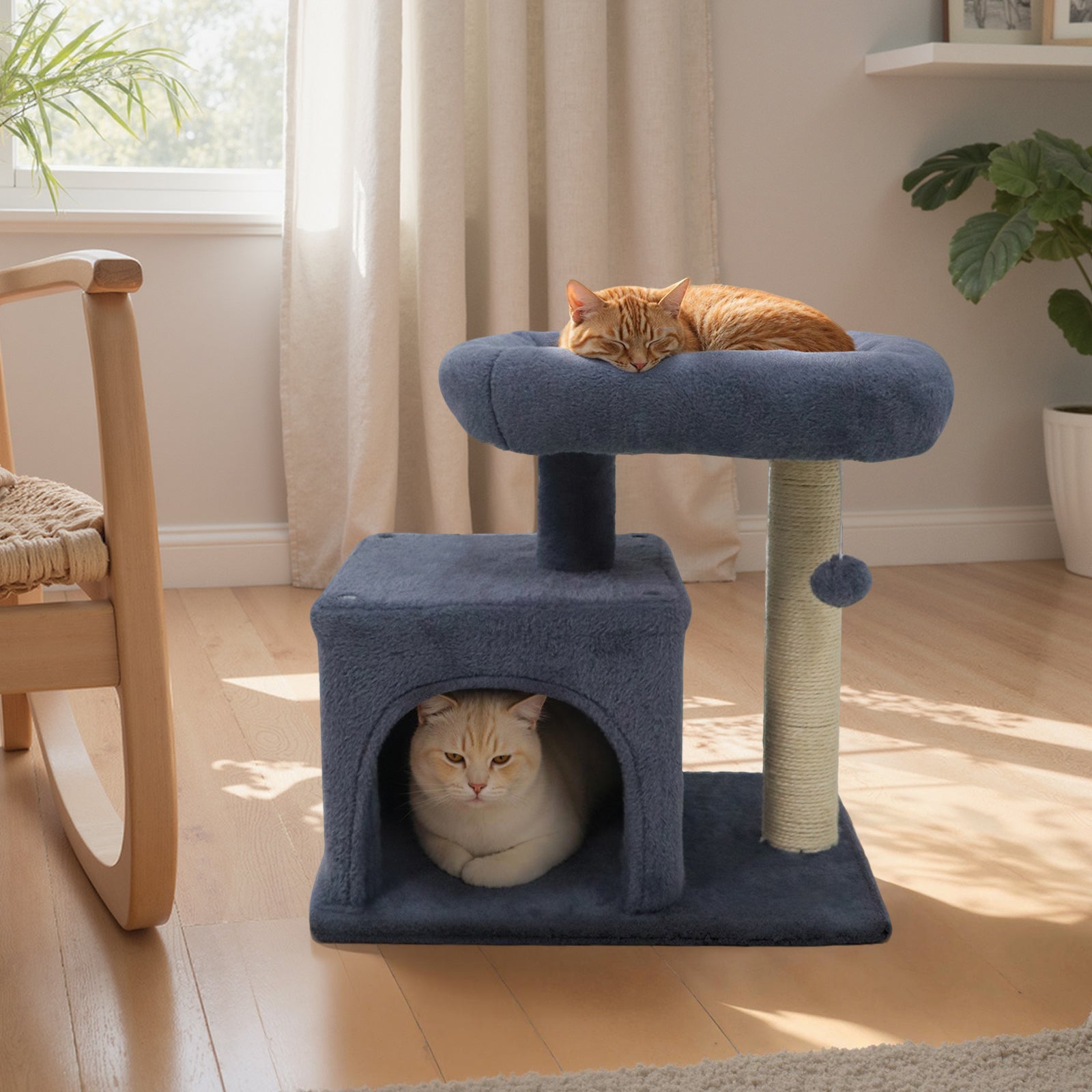 Small Cat Tree with Large Padded Plush Perch for Indoor Cats, Dark Gray Cat Trees Condos & Scratchers at Gallery Canada