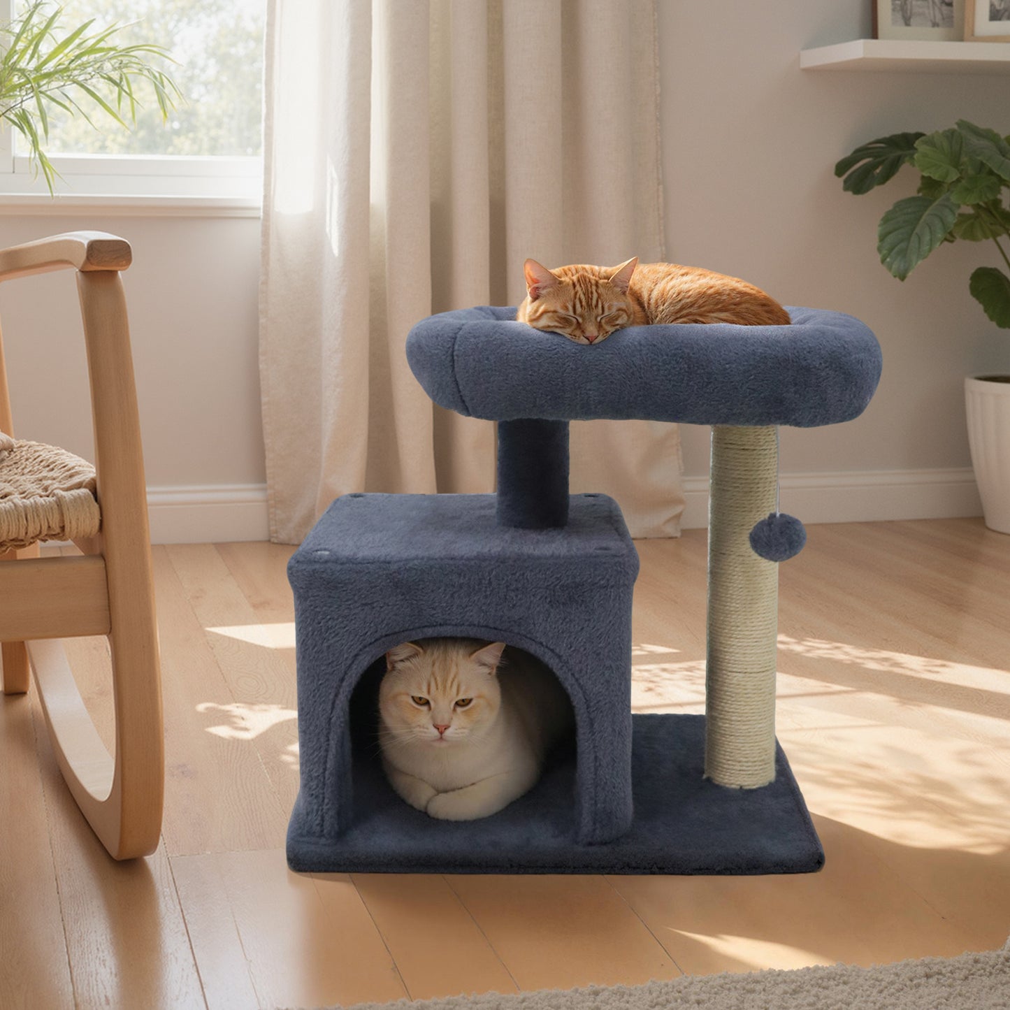 Small Cat Tree with Large Padded Plush Perch for Indoor Cats, Dark Gray Cat Trees Condos & Scratchers at Gallery Canada