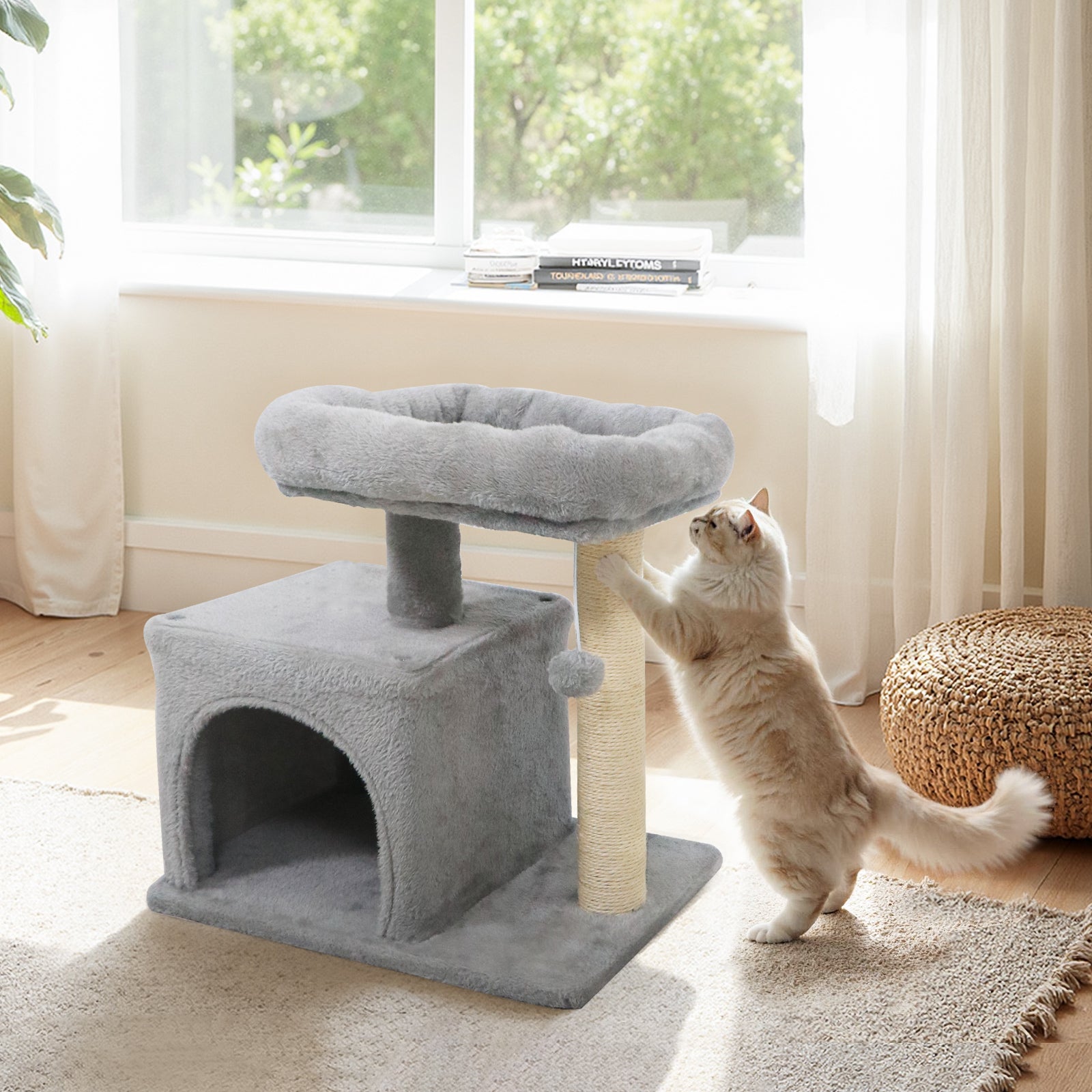 Small Cat Tree with Large Padded Plush Perch for Indoor Cats, Light Gray Cat Trees Condos & Scratchers at Gallery Canada