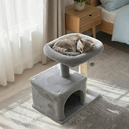 Small Cat Tree with Large Padded Plush Perch for Indoor Cats, Light Gray Cat Trees Condos & Scratchers at Gallery Canada