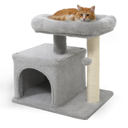 Small Cat Tree with Large Padded Plush Perch for Indoor Cats, Light Gray Cat Trees Condos & Scratchers Light Gray at Gallery Canada