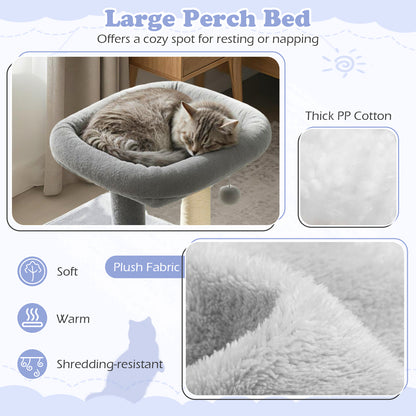 Small Cat Tree with Large Padded Plush Perch for Indoor Cats, Light Gray Cat Trees Condos & Scratchers at Gallery Canada