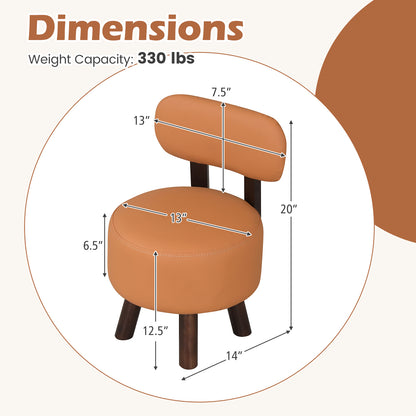 Small Footrest Stools Set of 2, Round Ottoman with Backrest, Orange Ottomans at Gallery Canada
