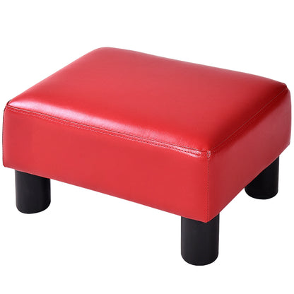 Small PU Leather Rectangular Seat Ottoman Footstool, Red Ottomans at Gallery Canada