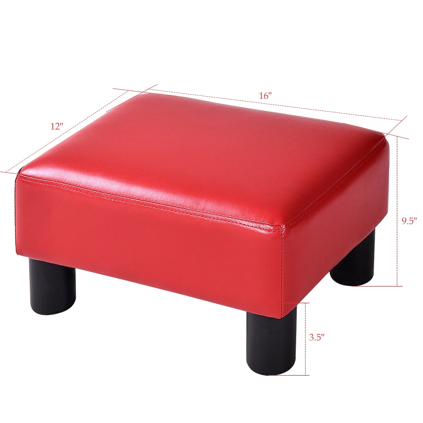Small PU Leather Rectangular Seat Ottoman Footstool, Red Ottomans at Gallery Canada