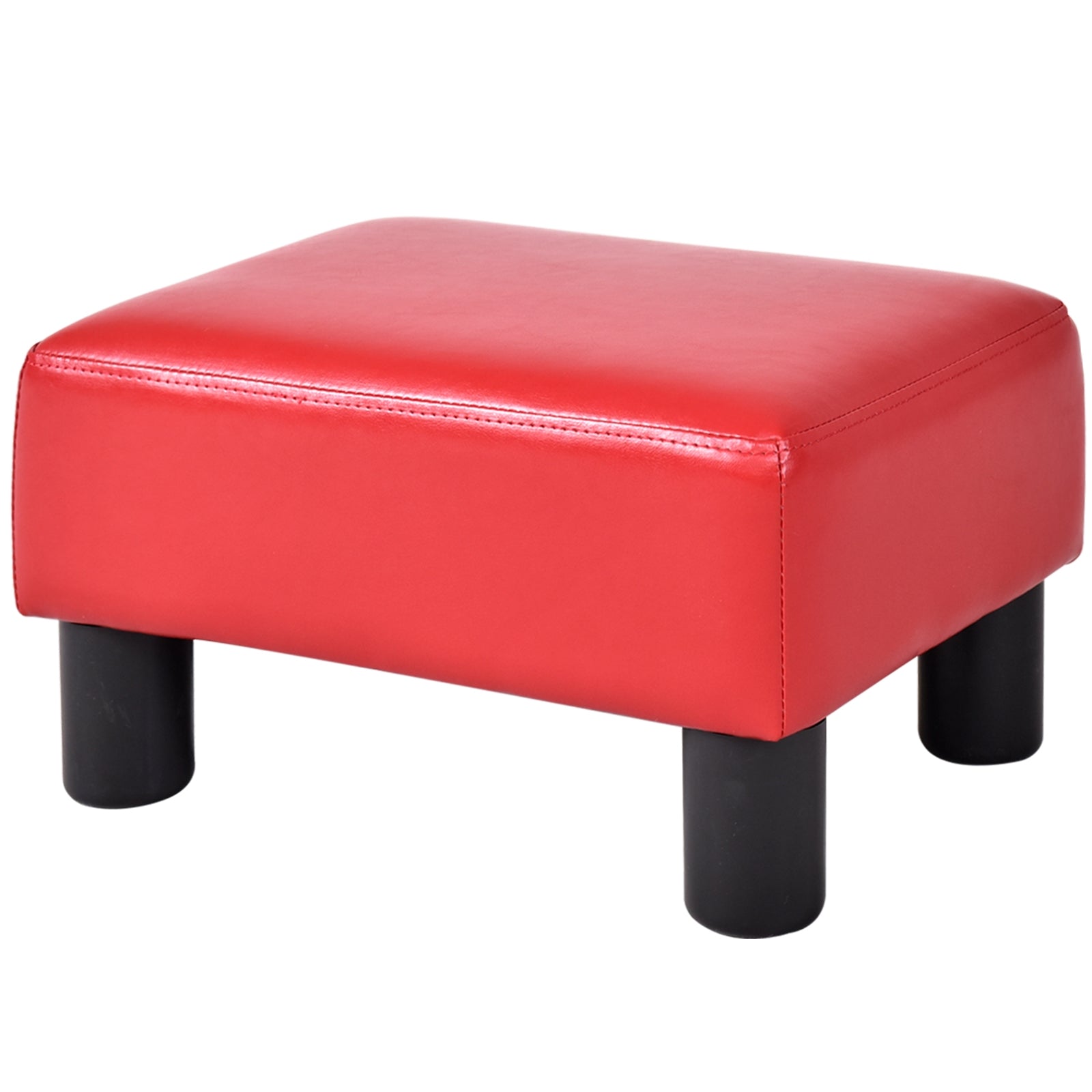 Small PU Leather Rectangular Seat Ottoman Footstool, Red Ottomans at Gallery Canada