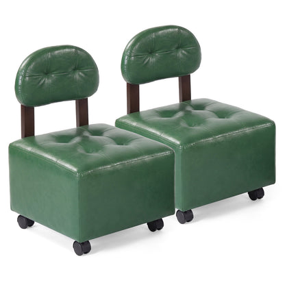 Small Rolling Footrest Stools Set Of 2, Green Ottomans Green at Gallery Canada