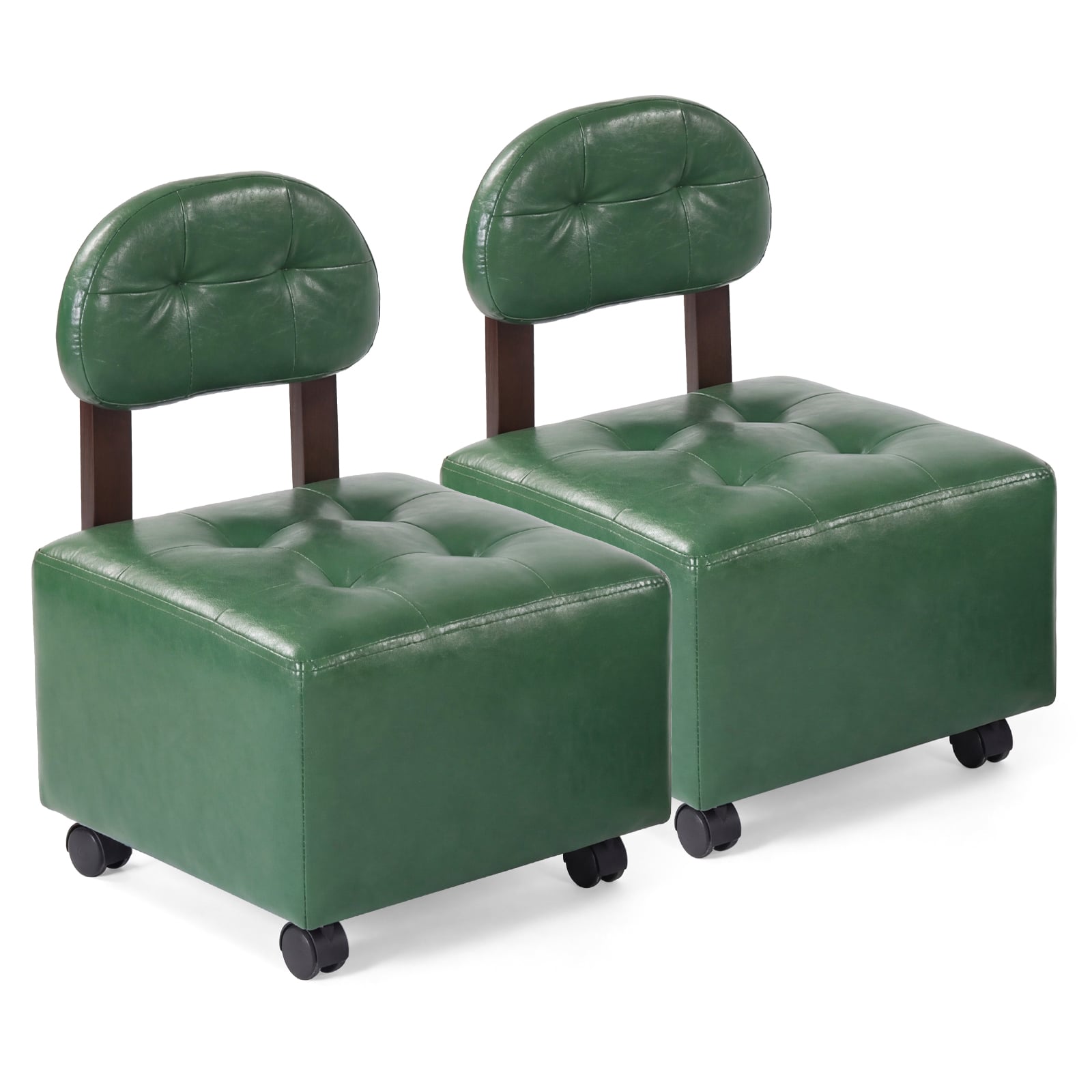 Small Rolling Footrest Stools Set Of 2, Green Ottomans at Gallery Canada