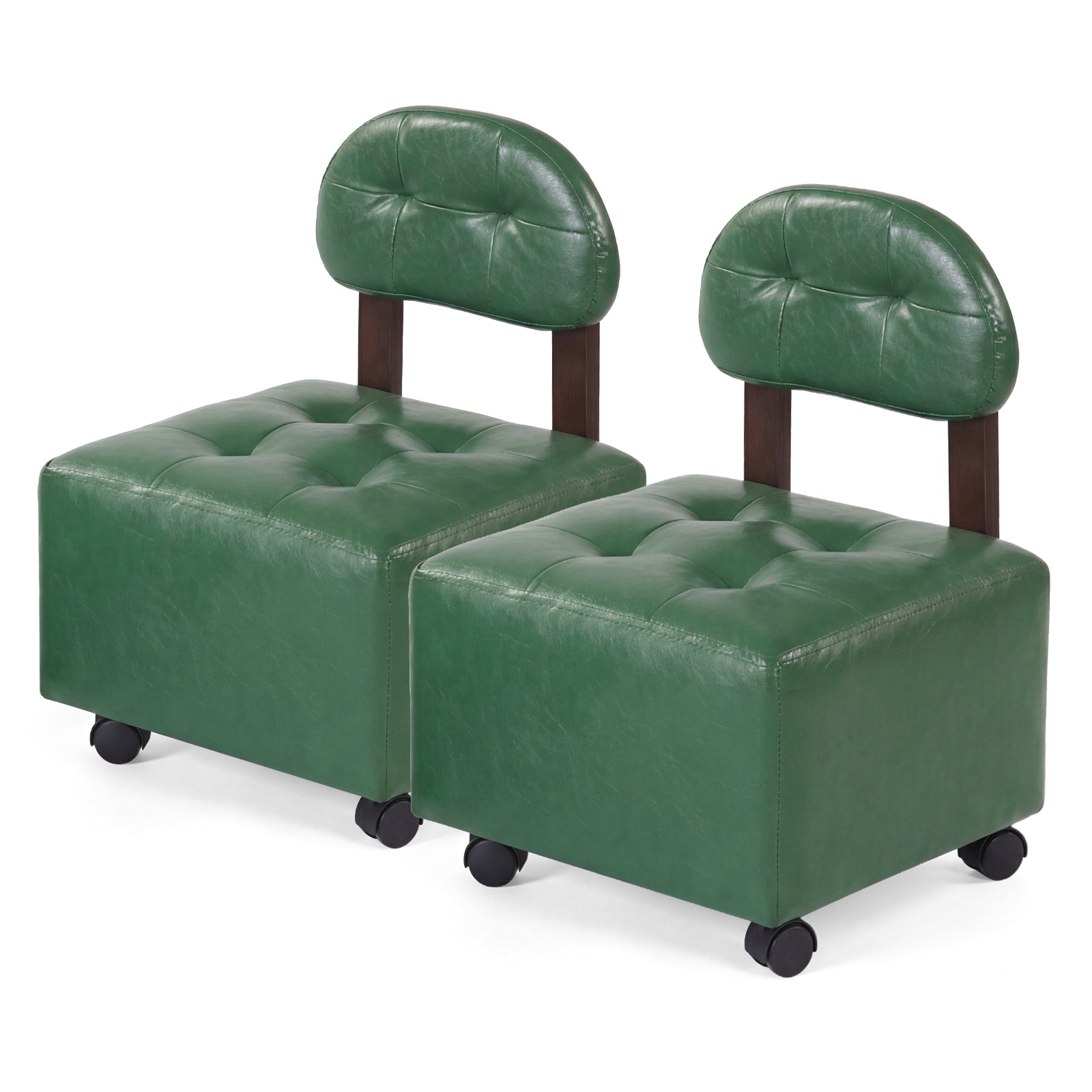 Small Rolling Footrest Stools Set Of 2, Green Ottomans at Gallery Canada