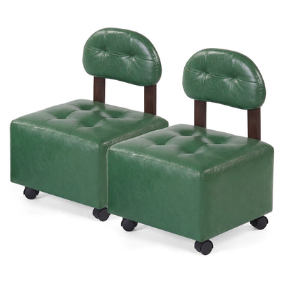 Small Rolling Footrest Stools Set Of 2, Green Ottomans at Gallery Canada