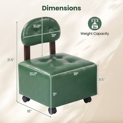 Small Rolling Footrest Stools Set Of 2, Green Ottomans at Gallery Canada