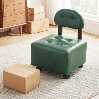 Small Rolling Footrest Stools Set Of 2, Green Ottomans at Gallery Canada
