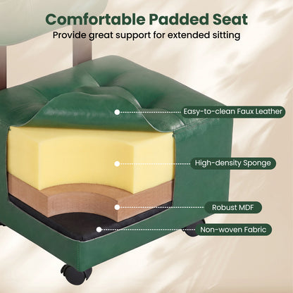 Small Rolling Footrest Stools Set Of 2, Green Ottomans at Gallery Canada