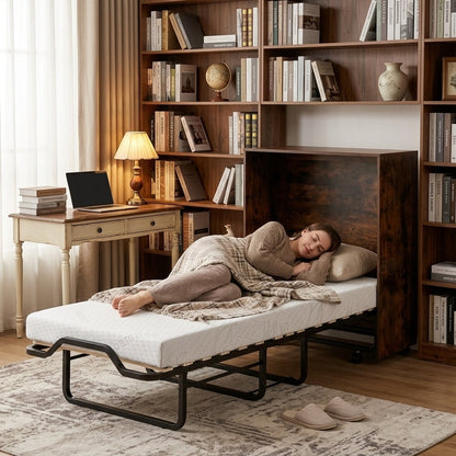 Transformer Murphy Bed With Wheels, Foldable Cot, Brown Folding Beds at Gallery Canada