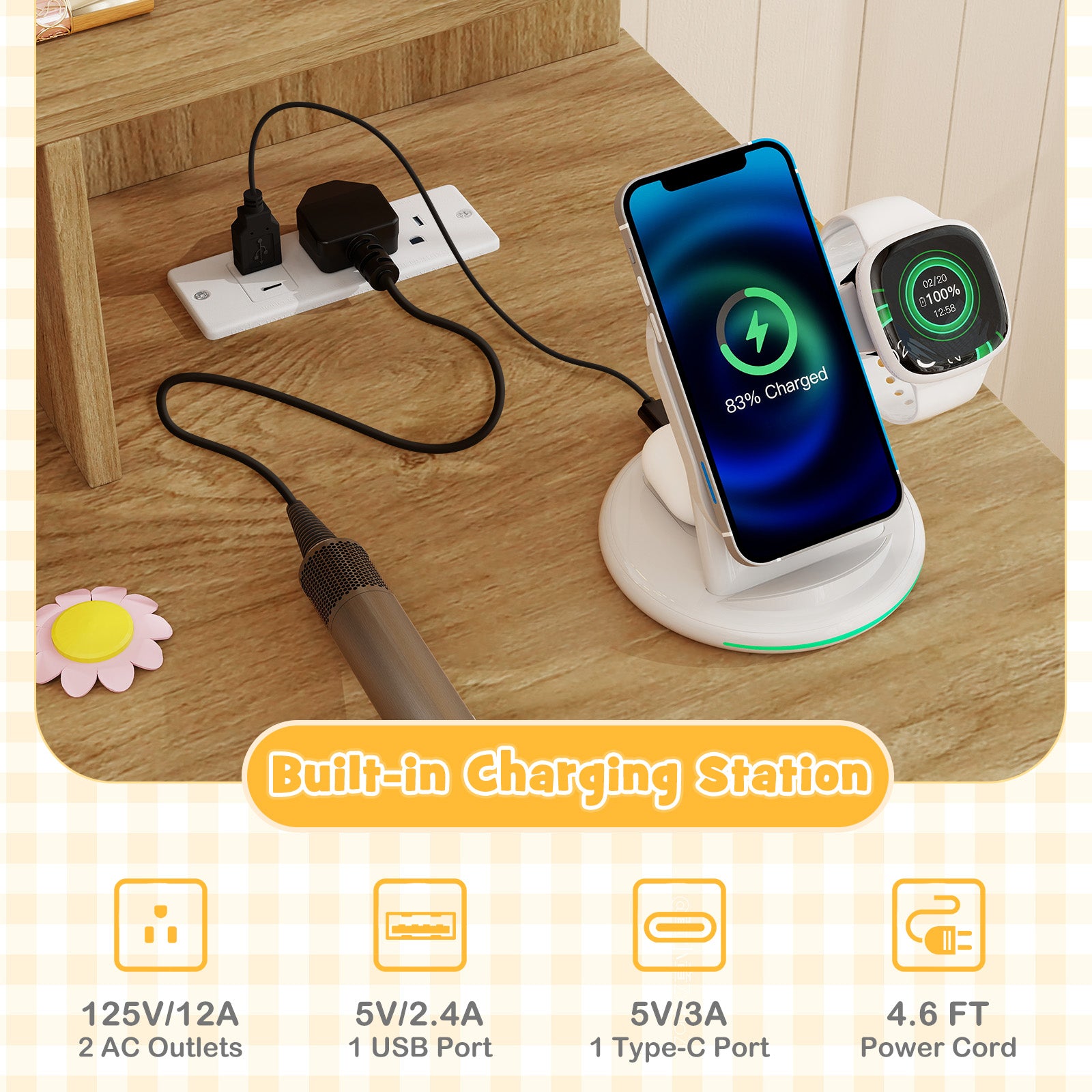 Small Vanity Desk with Mirror and Lights Cute Kitty Makeup Table with Power Outlets, Natural Makeup Vanities at Gallery Canada