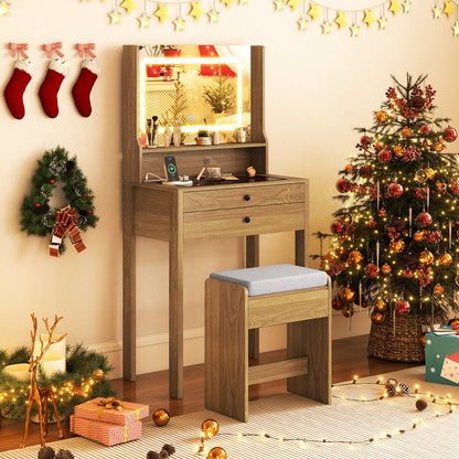 Small Vanity Desk with Mirror and Lights for Bedroom, Natural Makeup Vanities at Gallery Canada