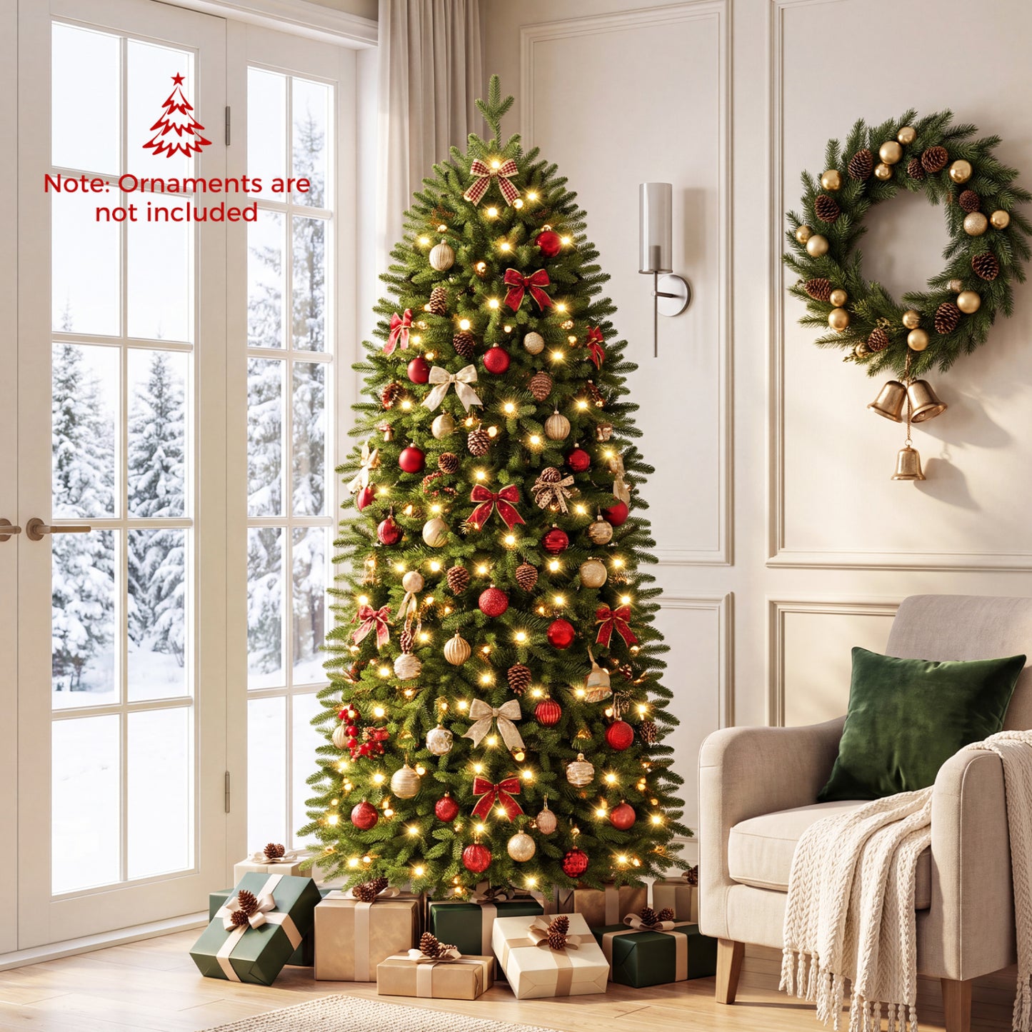 Smart Pre-Lit Christmas Tree, RGB LED Lights, M, Green