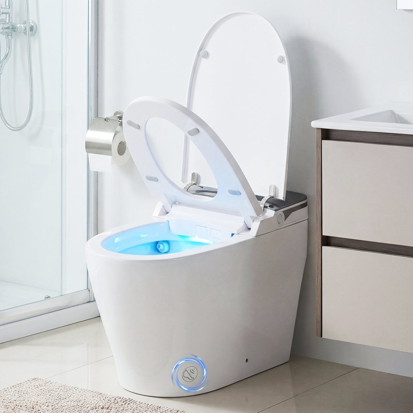 Smart Toilet, ADA Height, Auto Flush, Heated Seat, Remote, White Toilet at Gallery Canada