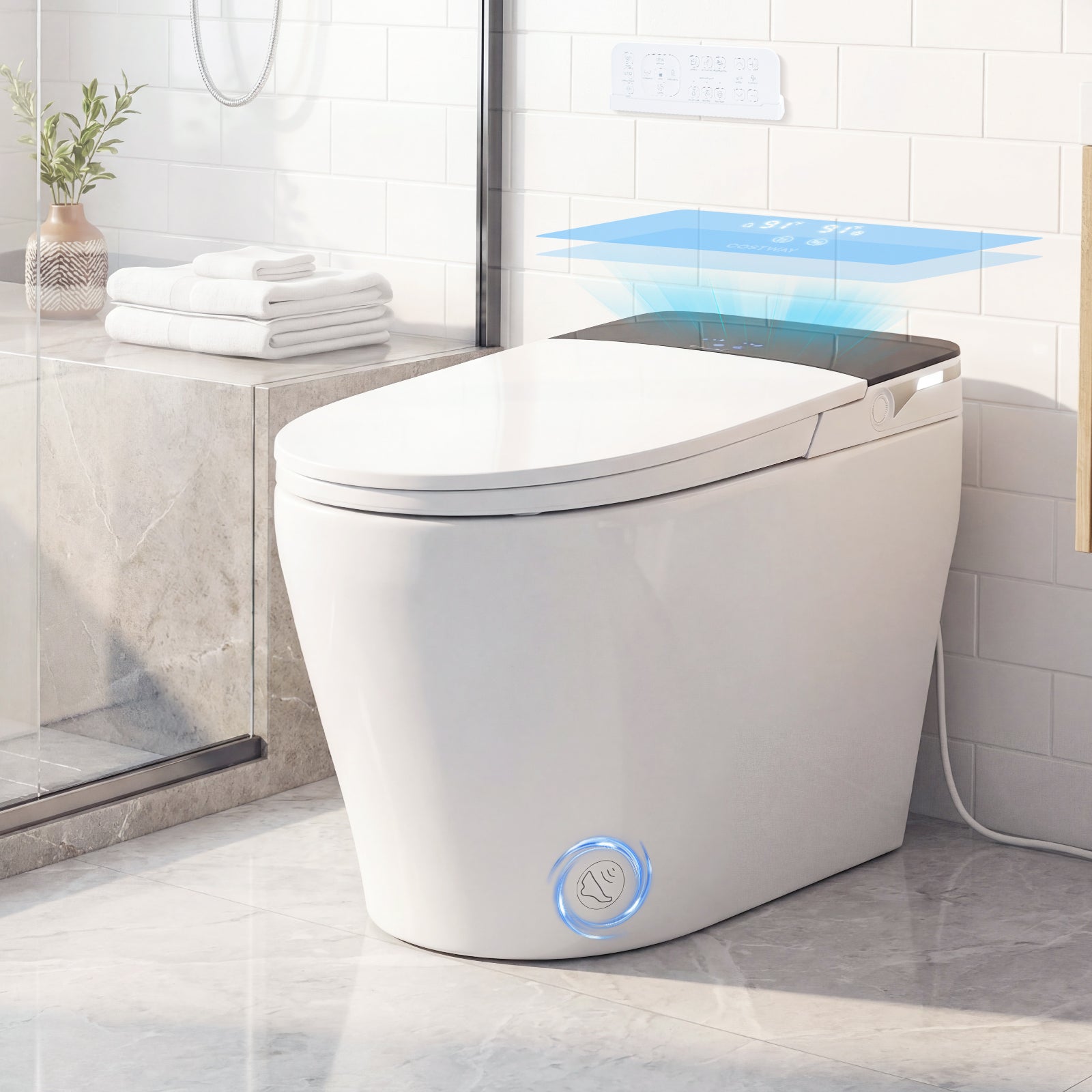 Smart Toilet, ADA Height, Auto Flush, Heated Seat, Remote, White Toilet at Gallery Canada
