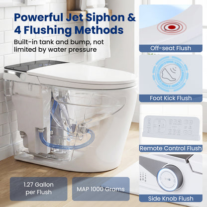 Smart Toilet, ADA Height, Auto Flush, Heated Seat, Remote, White Toilet at Gallery Canada