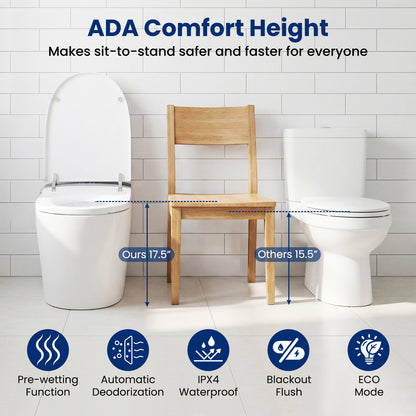 Smart Toilet, ADA Height, Auto Flush, Heated Seat, Remote, White Toilet at Gallery Canada