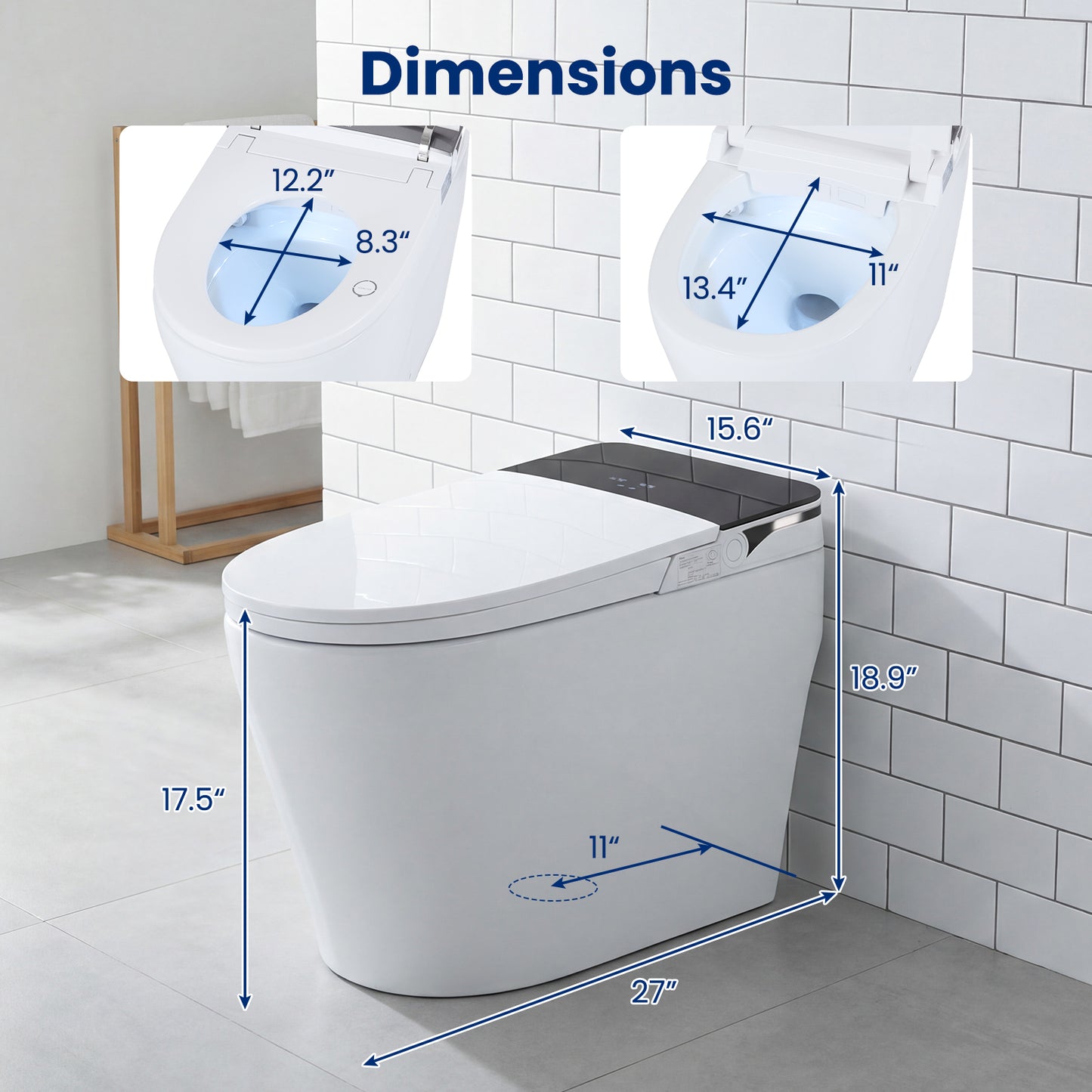 Smart Toilet, ADA Height, Auto Flush, Heated Seat, Remote, White Toilet at Gallery Canada