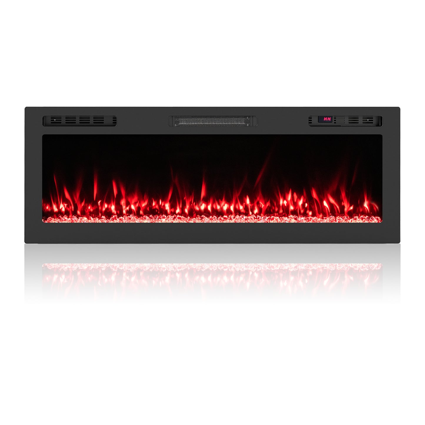 Smart WiFi Electric Fireplace Wall Mounted & Recessed 750W/1500W Heater-50 Inch, Black Fireplaces Black at Gallery Canada
