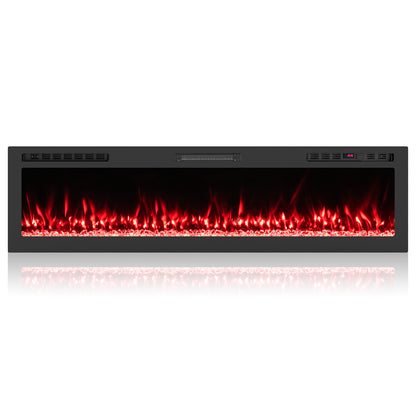 Smart WiFi Electric Fireplace Wall Mounted & Recessed 750W/1500W Heater-68 Inch, Black Fireplaces at Gallery Canada