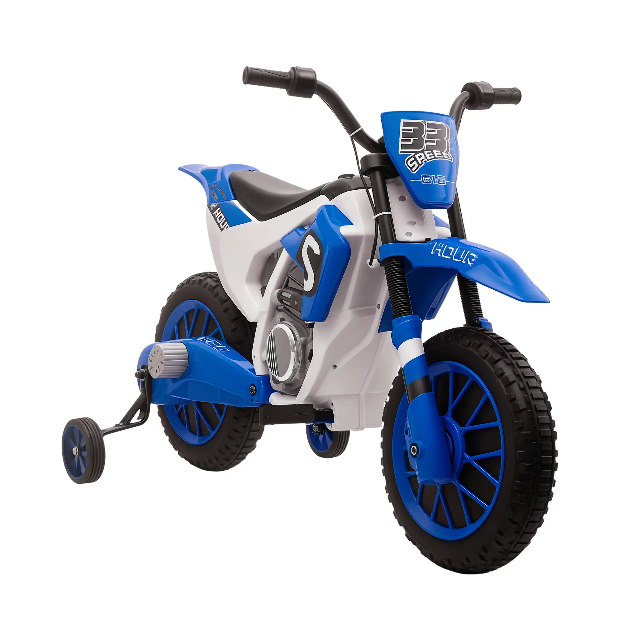 Kids Dirt Bike, 12V Battery, Training Wheels, Blue Electric Motorcycles Blue at Gallery Canada