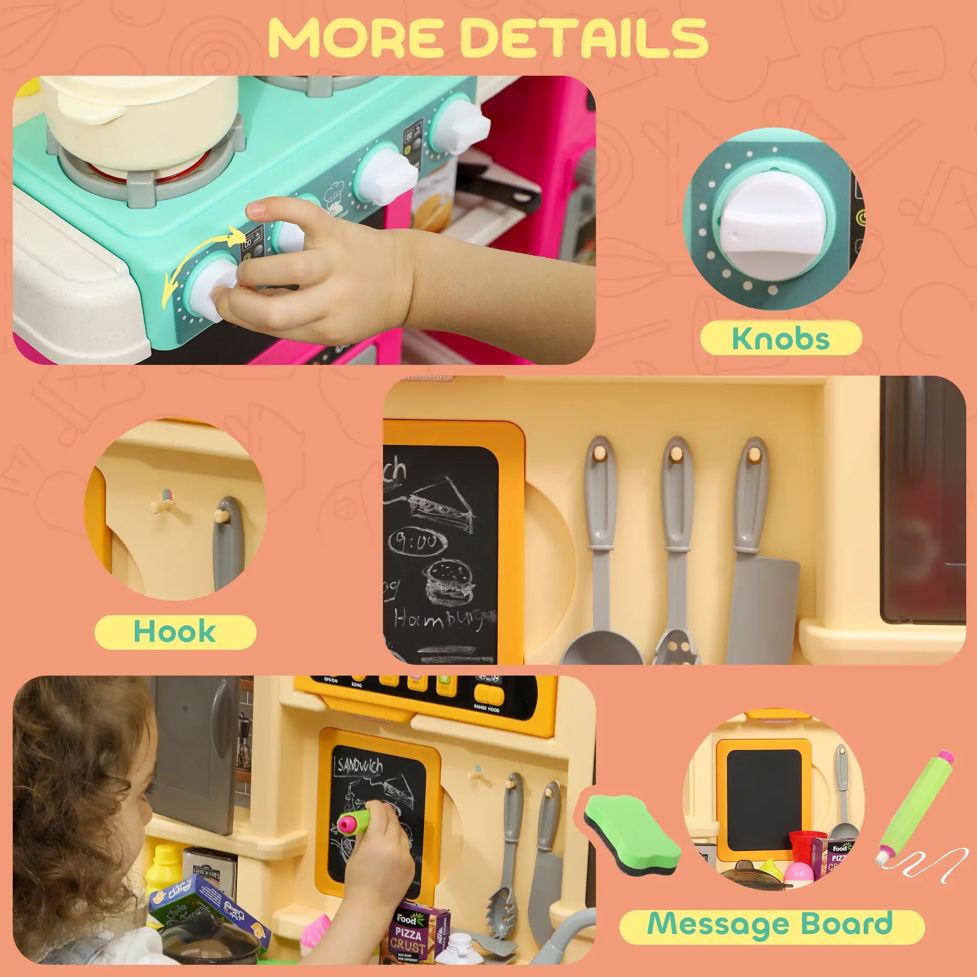 Kids Play Kitchen Set with Lights, Sounds, Pink Play Kitchen at Gallery Canada