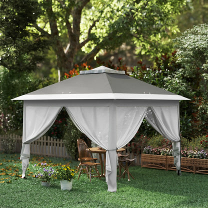 11' x 11' Pop Up Gazebo, Double Roof, Adjustable Canopy Tent, Dark Grey Pop Up Canopies at Gallery Canada