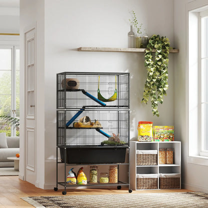 59 Inch 5 Level Small Animal Cage, Rolling Ferret Cage, Dark Grey Houses & Habitats at Gallery Canada