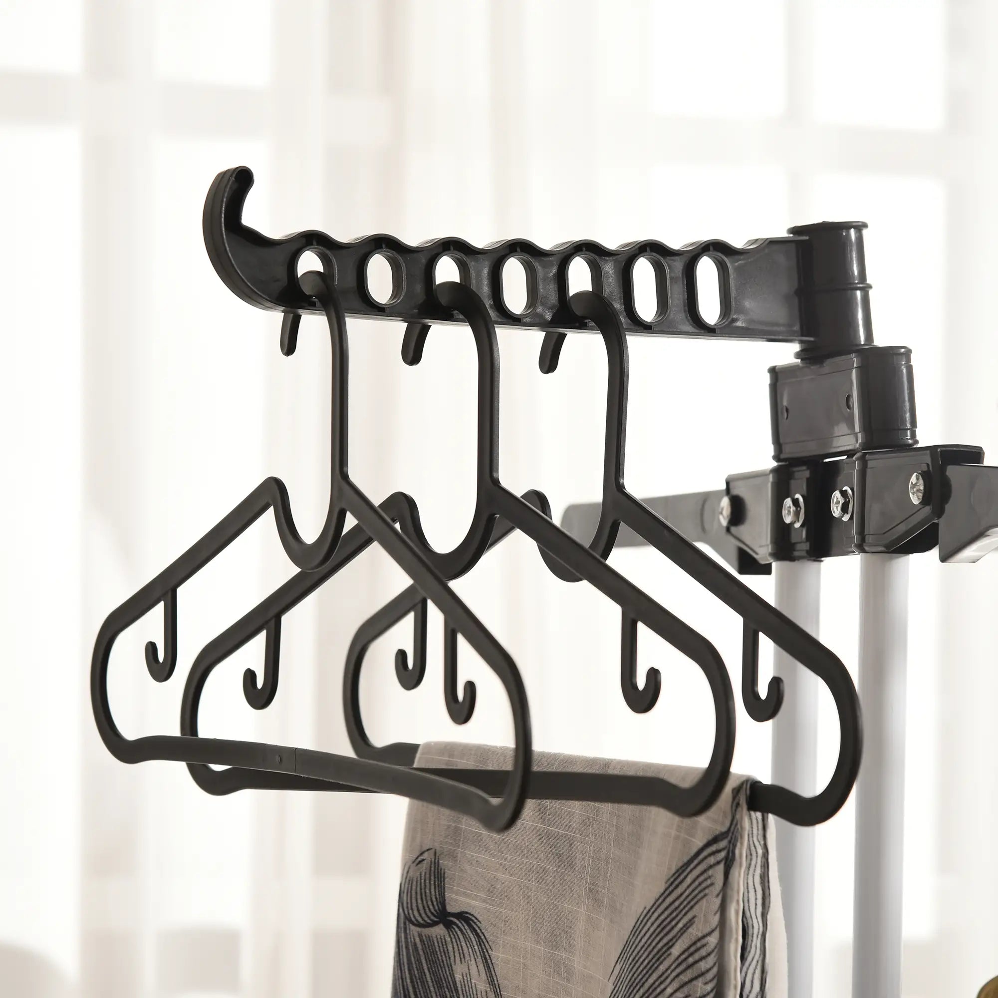 Foldable 4-Tier Steel Clothes Drying Rack, 2 Side Wings, 4 Castors, Black Bath Accessories at Gallery Canada