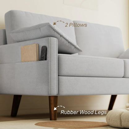 3 Seater Velvet Sofa, Spring Cushions, Rubber Wood Legs, Grey 3-Seater Sofas at Gallery Canada