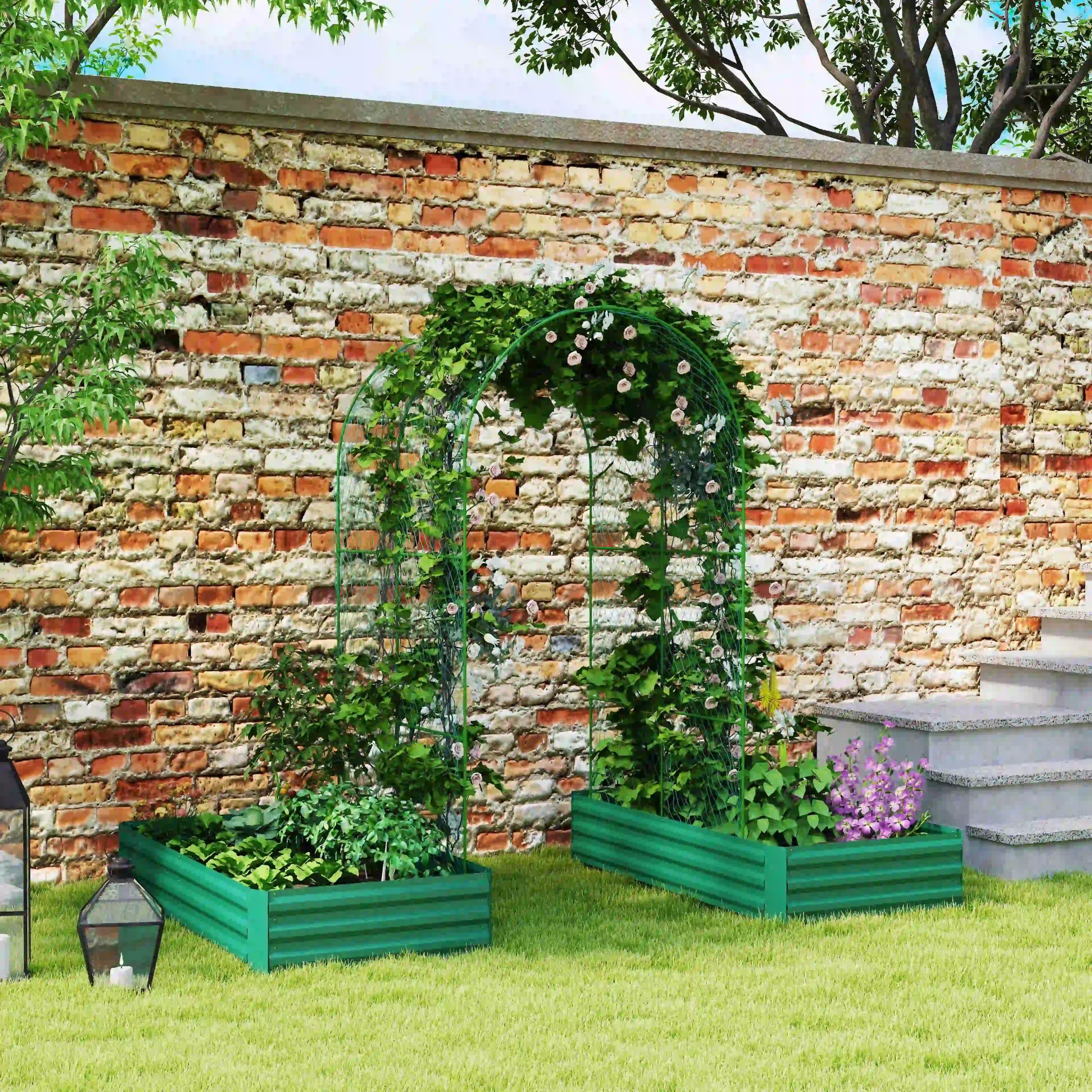 Metal Raised Garden Bed with Trellis, Galvanized Outdoor Garden Box Raised Garden Beds at Gallery Canada