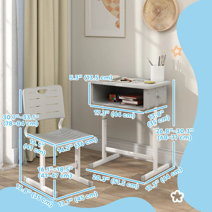 Kids Desk And Chair Set, Height Adjustable, With Drawer, Grey Kids Desk Sets at Gallery Canada