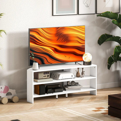 Corner TV Stand, Modern Table with 2 Shelves for 47 Inch TV, White TV Stands at Gallery Canada