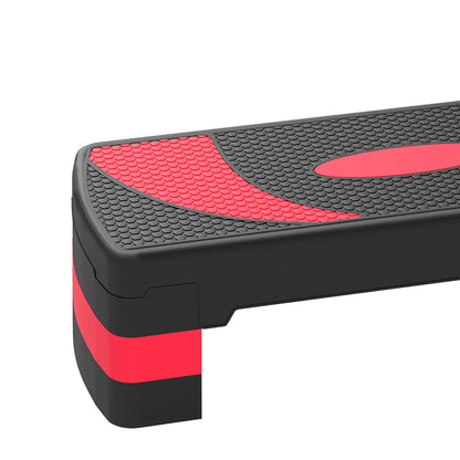 Adjustable Aerobic Stepper, Exercise Step Platform, 4"-6"-8", Red