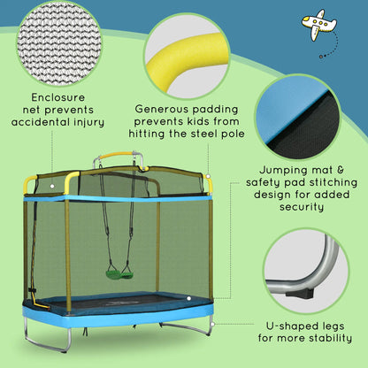 6.9FT Kids Trampoline, Safety Net, Gymnastics Bar, Swing, Indoor/Outdoor Trampolines at Gallery Canada
