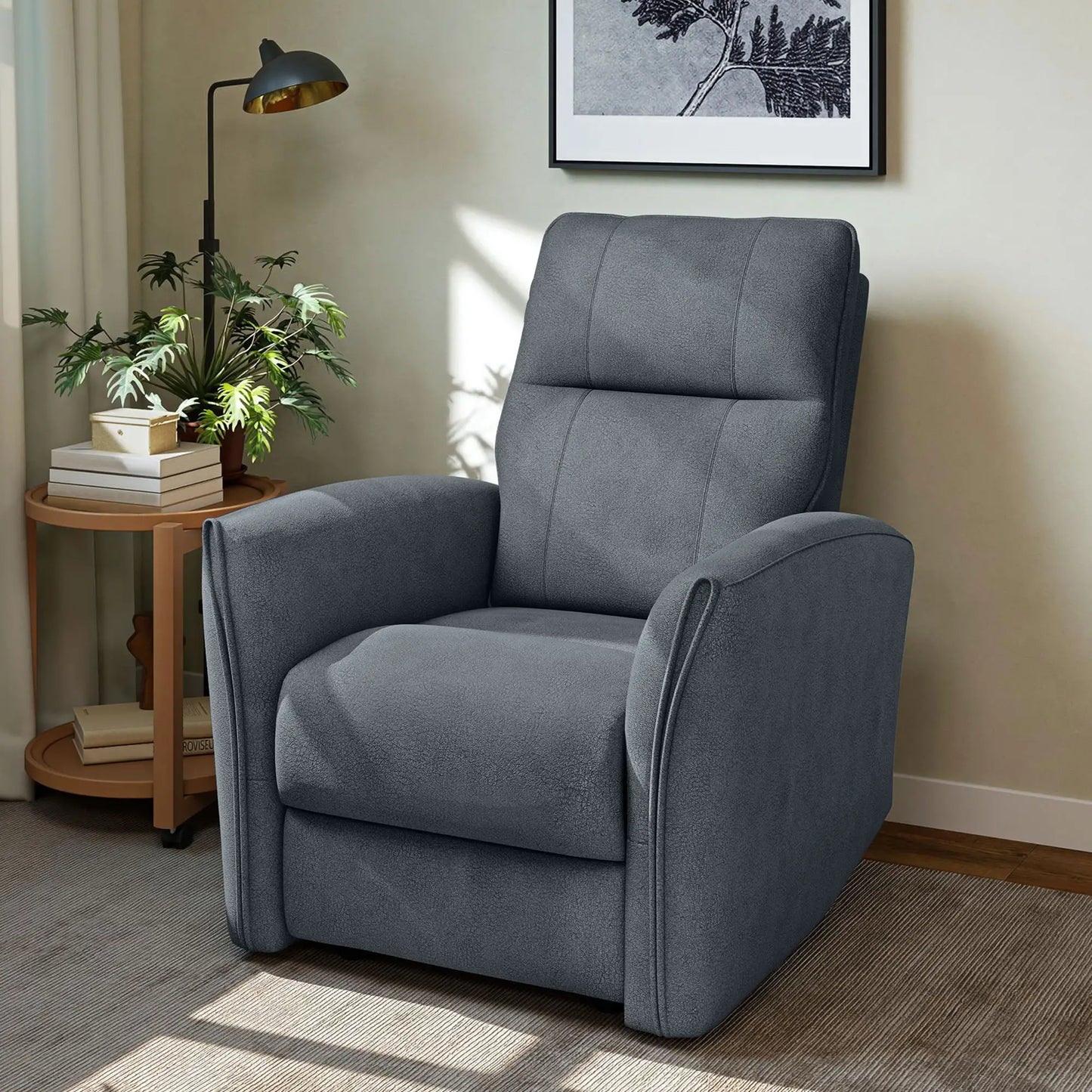 Fabric Recliner Chair, USB Ports, Footrest, Charcoal Grey Sofas & Reclining Chairs at Gallery Canada