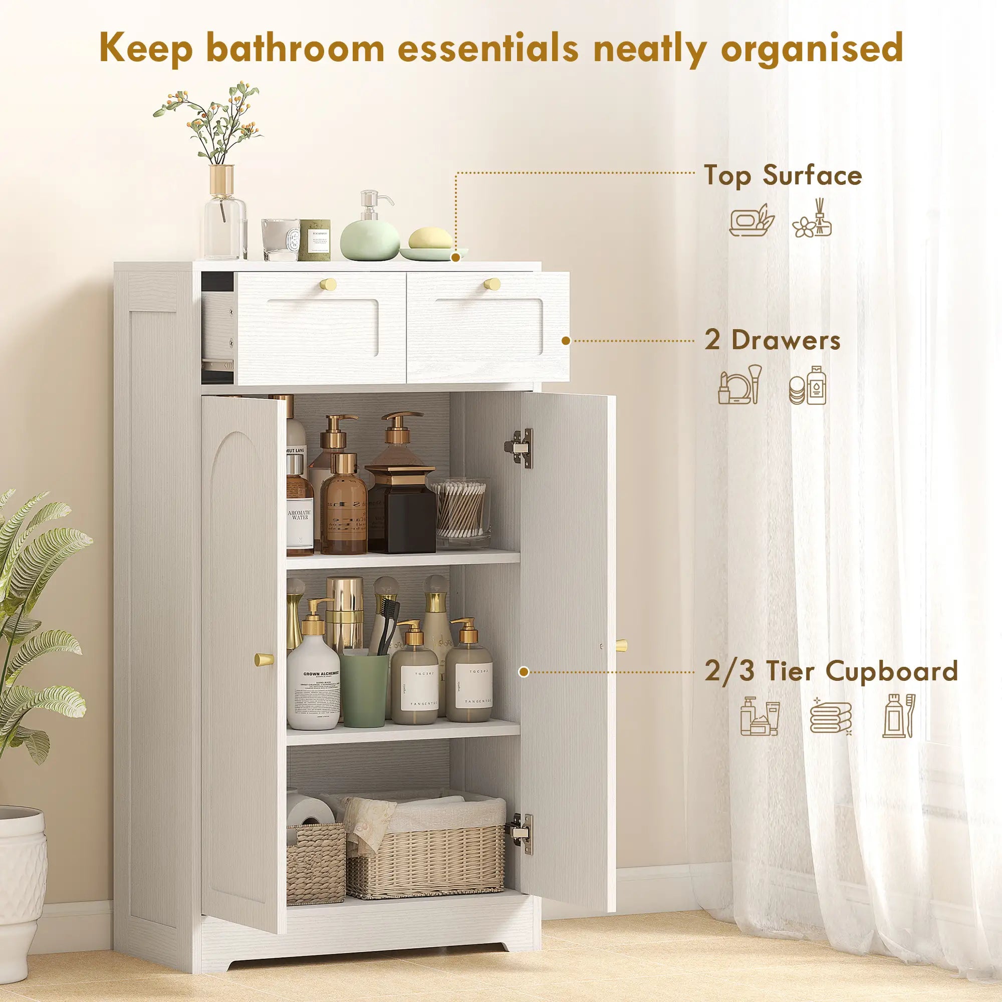 Bathroom Floor Cabinet With 2 Drawers, White Freestanding Bathroom Cabinets at Gallery Canada