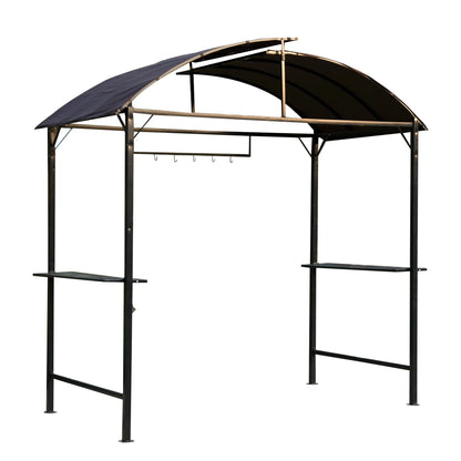 8x4ft BBQ Gazebo Tent, Metal Frame Arch Canopy, Garden Sunshade Portable Shelter BBQ Grill Gazebos Dark Coffee at Gallery Canada